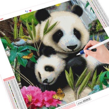 HUACAN Diamond Embroidery Animal 5D DIY Diamond Painting Full Square Panda Diamond Mosaic Picture Of