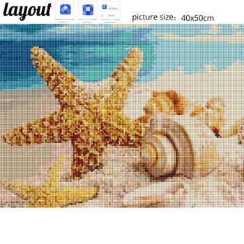 Huacan Diamond Painting Cross Stitch Sea Shell Starfish Scenery Home Decor Full Rhinestone Mosaic 5D