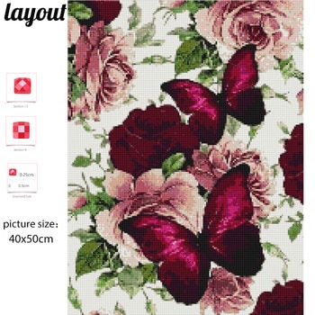Huacan DIY Diamond Painting Butterfly And Flower 5D Full Square Rhinestone Diamond Embroidery Mosaic Cross