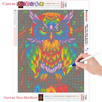 HUACAN Owl Diamond Painting Full Square Embroidery Animals Pictures With Rhinestones Kit Home