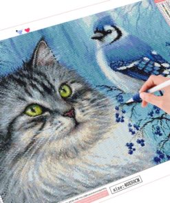 HUACAN Diamond Painting Cat Bird Full Square Drill Home Decoration Display Rhinestone Picture Kits Embroidery