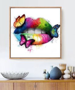 HUACAN New Arrivals 5D Diamond Painting Lip Full Square Diamond Mosaic Butterfly Diamond Embroidery Cross Stitch